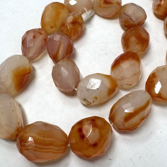 Genuine Carnelian Stone Beads Nugget Freeform Cinnamon Color Faceted Large Stone - Picture 9 of 9
